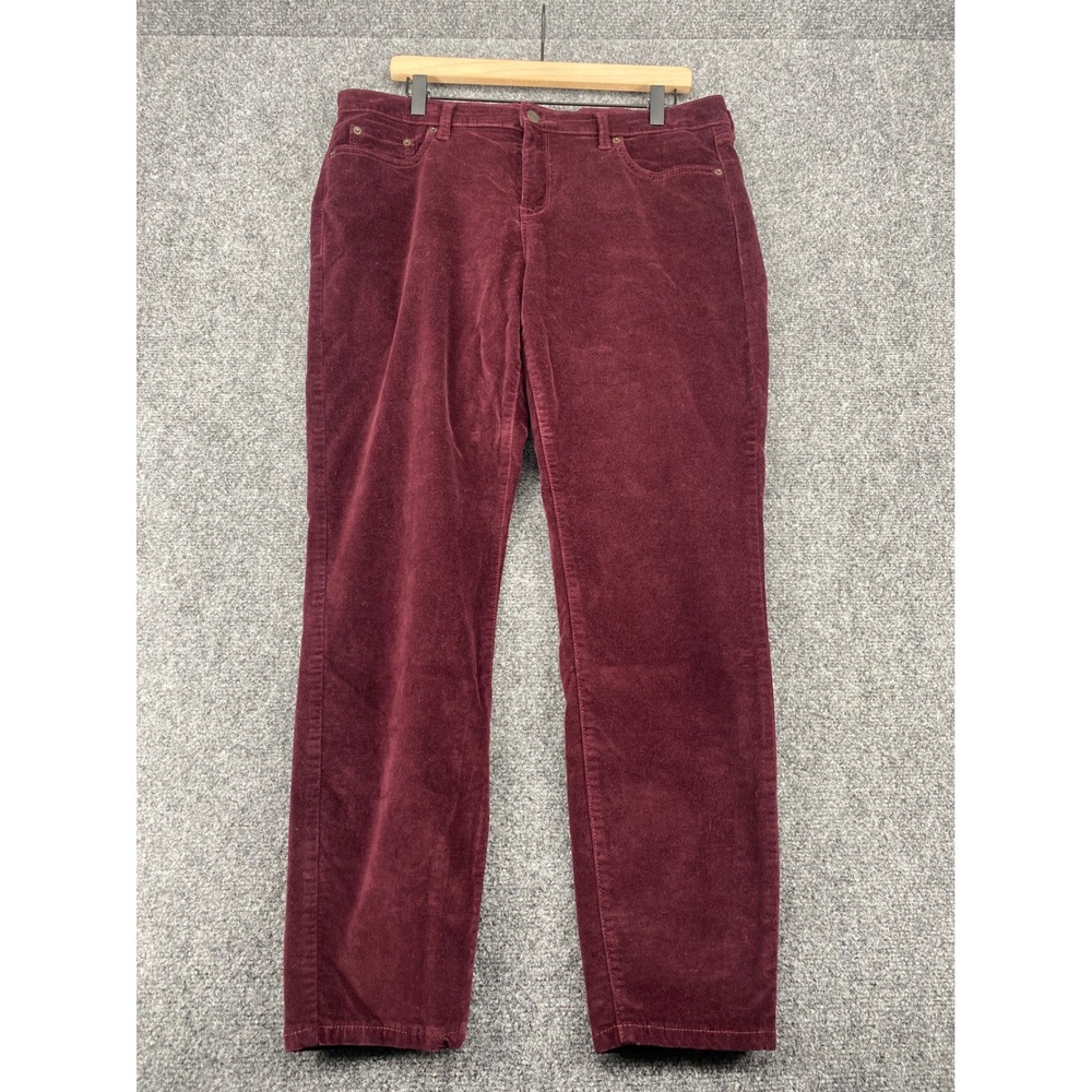 Banana Republic Skinny Fit Corduroy Pants Womens 32/14R Burgundy Maroon Casual